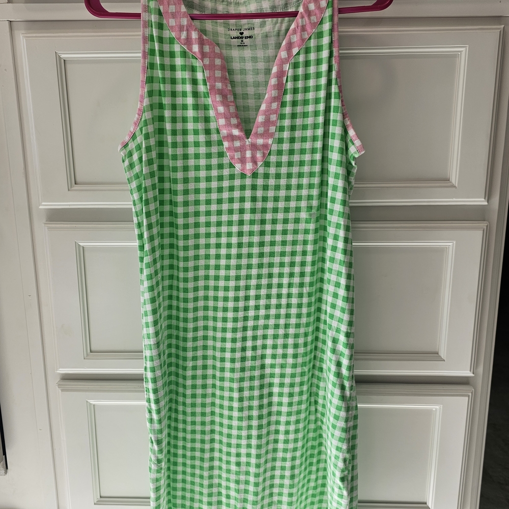 Draper James Green and Pink Gingham Dress